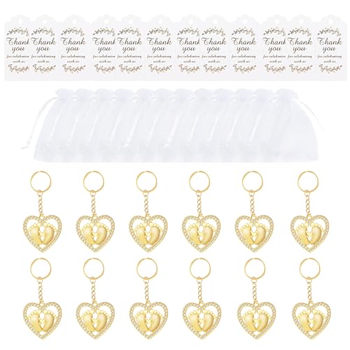 YIGZYCN Elegante Herz-Fuß-Anhänger, Souvenirs für Hochzeit, Babyparty, Brautparty, mit Dankeskarte, 12 Stück YIGZYCN Elegante Herz-Fuß-Anhänger, Souvenirs für Hochzeit, Babyparty, Brautparty, mit Dankeskarte, 12 Stück von YIGZYCN