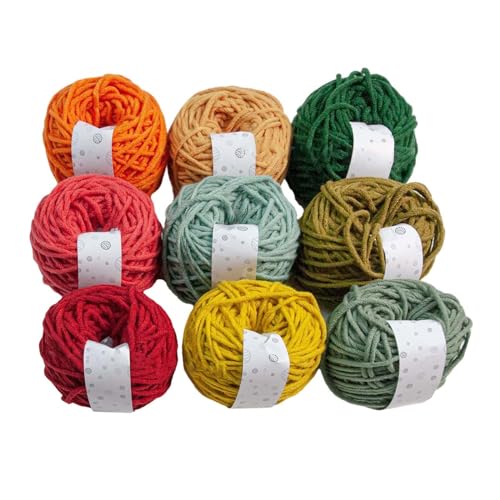 YIGZYCN Häkelgarn, Strickwolle, 9 Farben x 40 g, Milch-Baumwollgarn, Häkelgarn für Handstricken, Häkeln, Pullover, Decken von YIGZYCN