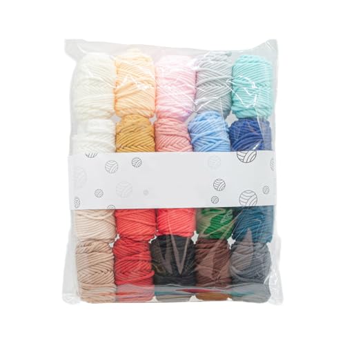 YIGZYCN Häkelgarn, weiches Baumwollgarn, 20 Farben, 16 g, Strickwolle, Garn zum Häkeln von Pullovern, Decken, 20 Rollen von YIGZYCN