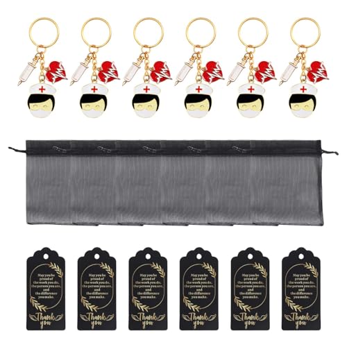 YIGZYCN Krankenschwester Keychain Mit Schlüsselanhagen Quasten Organza Taschen Und Anhänger Krankenhauspersonal Geschenke Geeignet Für Partys Und Veranstaltung von YIGZYCN