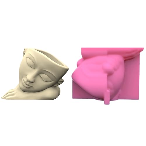 YIGZYCN Silikonform für schlafenden Mann, Gipsblume, Silikonform, Epoxidharz, Gießform, Vase, Zement, Ton, Stifthalter von YIGZYCN