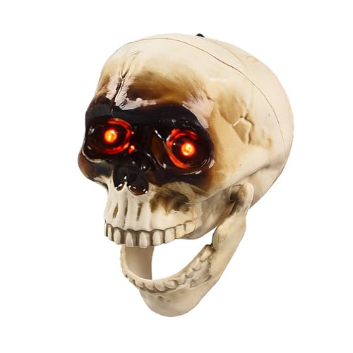 YIGZYCN Unheimliche sprechende Totenkopf-Dekoration mit Licht und Sound, Skelett-Kopf-Form, Ornament für Halloween-Partys, Party-Zubehör von YIGZYCN