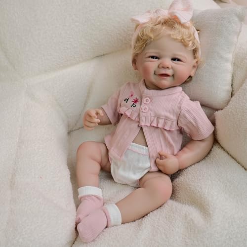 Neugeborenes Reborn Baby Puppe Ganzkörper Soft Silikon 48cm 3D Hautton mit Sichtbaren Adern Realistisch Mädchen Kleinkind Prinzessin Puppe Kinder Verkleiden Geburtstag Geschenke von YIHANGG