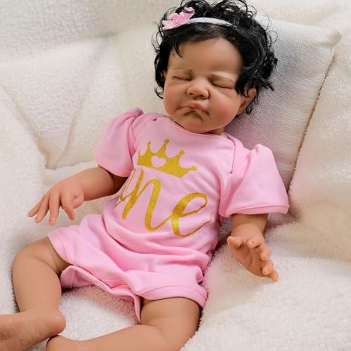 YIHANGG 48cm Afroamerikanisch Reborn Babypuppen wie Echt Mädchen Augen Geschlossen Volle Körperteile Mollig Neugeborenes Lebensechte Reborn Puppe Prinzessin Geburtstag YIHANGG 48cm Afroamerikanisch Reborn Babypuppen wie Echt Mädchen Augen Geschlossen Volle Körperteile Mollig Neugeborenes Lebensechte Reborn Puppe Prinzessin Geburtstag von YIHANGG