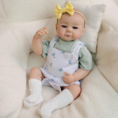 YIHANGG 48cm Ganzkörper-Silikon Reborn Baby Puppe Lebensecht Neugeborene Puppe Realistisch Kleinkind Mädchen Offene Augen Geburtstag Xmas Geschenk von YIHANGG