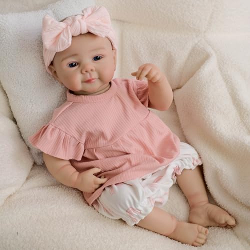 YIHANGG 48cm Reborn Baby Vollsilikon Lebensecht Mädchen Augen Offen Realistisch Babypuppen Wie Echt Neugeborenes Reborn Puppe Geburtstag Weihnachten Geschenk von YIHANGG