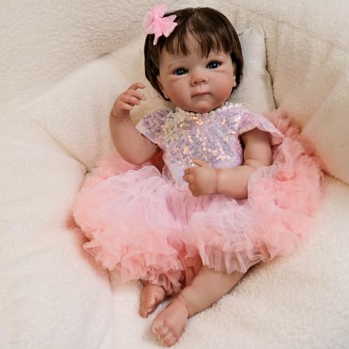YIHANGG 48cm Reborn Babypuppen Mädchen Ganzkörper-Silikon Lebensecht Kleinkind Neugeborenes Prinzessin Rosa Kleid Geburtstag YIHANGG 48cm Reborn Babypuppen Mädchen Ganzkörper-Silikon Lebensecht Kleinkind Neugeborenes Prinzessin Rosa Kleid Geburtstag von YIHANGG