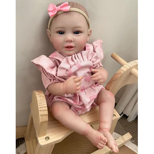 YIHANGG 50cm Lebensechte Reborn Babypuppen Mädchen Vollkörper Silikon Neugeborene Reborn Puppe Augen Offen Geburtstag Weihnachten Geschenke von YIHANGG