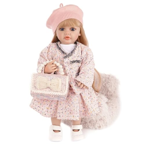 YIHANGG 55cm Lebensechte Reborn Babypuppen Mädchen Ganzkörper-Silikon Offene Augen Reborn Kleinkind Puppe Geburtstag (Pink) von YIHANGG