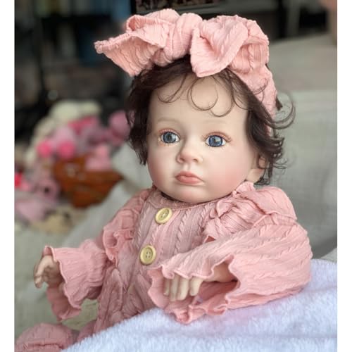 YIHANGG 55cm Lebensechte Reborn Babypuppen wie Echt Mädchen Kleinkind Augen Offen Reborn Puppen Volle Körperteile Mollig Realistisch Neugeborenes Geburtstag Weihnachten Geschenk(Pink) von YIHANGG
