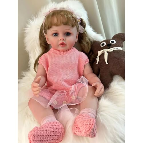 YIHANGG 55cm Reborn Baby Puppe Ganzkörper Silikon Blondes Haar 22Zoll Mädchen Kleinkind Prinzessin Puppe Weihnachten Geburtstag Geschenke von YIHANGG