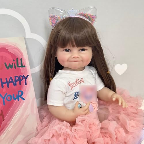 YIHANGG 55cm Reborn Puppe Mädchen Braunes Haar Reborn Baby Vollsilikon Lebensecht Realistisch Augen Offen Lebensecht Neugeborenes Geburtstag YIHANGG 55cm Reborn Puppe Mädchen Braunes Haar Reborn Baby Vollsilikon Lebensecht Realistisch Augen Offen Lebensecht Neugeborenes Geburtstag von YIHANGG