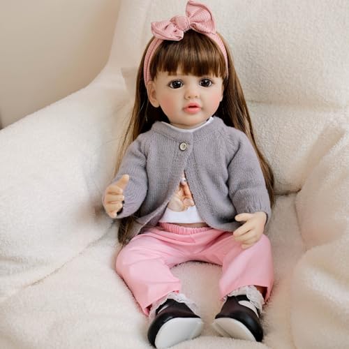 YIHANGG 55cm Reborn Puppe Mädchen Braunes Haar Reborn Baby Vollsilikon Lebensecht Realistisch Augen Offen Lebensecht Neugeborenes Geburtstag YIHANGG 55cm Reborn Puppe Mädchen Braunes Haar Reborn Baby Vollsilikon Lebensecht Realistisch Augen Offen Lebensecht Neugeborenes Geburtstag von YIHANGG