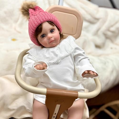 YIHANGG 60cm Reborn Baby Puppen Realistisch Mädchen mit Langen Haaren Lebensecht Kleinkind Neugeborenes Weihnachten Geburtstag Geschenke von YIHANGG
