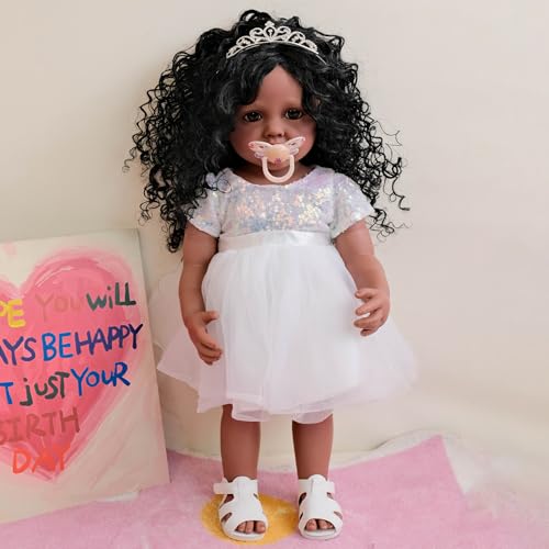 YIHANGG Afroamerikanisch Babypuppen Wie Echt Schwarz 58cm Lebensechte Reborn Babypuppen Mädchen Reborn Puppe mit Schwarzem Haar Augen Offen Neugeborene Geburtstag Weihnachten Geschenk YIHANGG Afroamerikanisch Babypuppen Wie Echt Schwarz 58cm Lebensechte Reborn Babypuppen Mädchen Reborn Puppe mit Schwarzem Haar Augen Offen Neugeborene Geburtstag Weihnachten Geschenk von YIHANGG