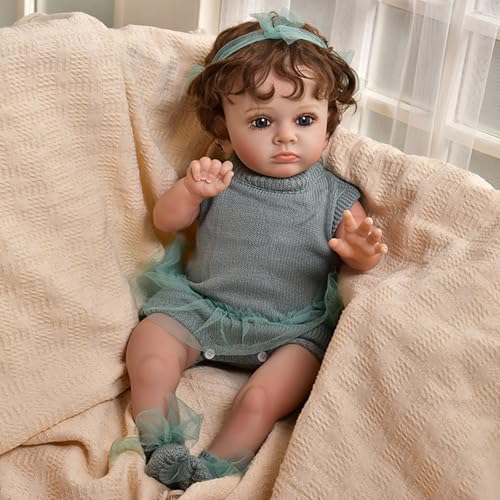 YIHANGG Lebensechte Reborn Babypuppen Mädchen Augen Offen Neugeborene Reborn Puppe Wie Echt 60cm Reborn Kleinkind Puppen Geburtstag (Green) von YIHANGG