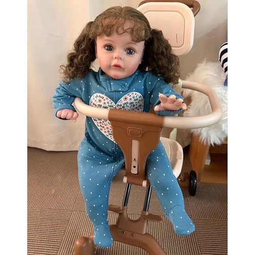 YIHANGG Reborn Baby Mädchen mit Braunes Haar 60cm Babypuppen wie Echt Lebensechte Reborn Babypuppen Augen Offen Neugeborene Niedlich Geburtstag Weihnachten Geschenk von YIHANGG