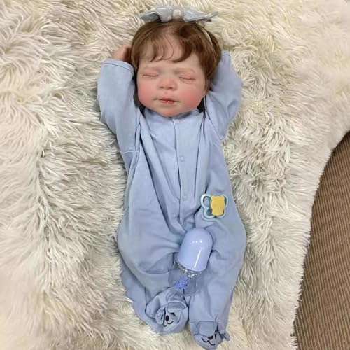 YIHANGG Reborn Baby Neugeborene Vollsilikon Lebensecht Mädchen Geschlossene Augen 50cm Reborn Babypuppen wie Echt Schlafend Geburtstag Weihnachten Geschenk von YIHANGG