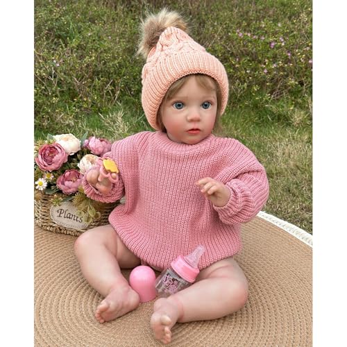 YIHANGG Reborn Baby mädchen 60cm Reborn Puppen lebensecht blond Körper aus Stoff Prinzessin Puppe Geburtstag Xmas Geschenk von YIHANGG
