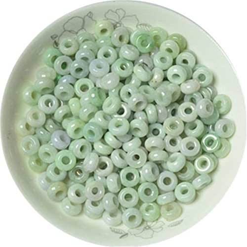 Halsketten 20pcs Natural 8mm Grad A Jade Round Perlen Donut Ring Burma Myanmar Jadeit Donut Schmuck DIY Ohrringe Armband Halskette Accessoires, 8mm (Farbe: 10 mm) von YIHANSS