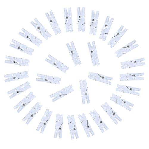 200 Stück Mini-Fotoclips aus transparentem Kunststoff, transparente Büroklammern, Mini-Kleidernadeln für Fotos, Lichterketten (200 Stück) von YIHUANYIFA