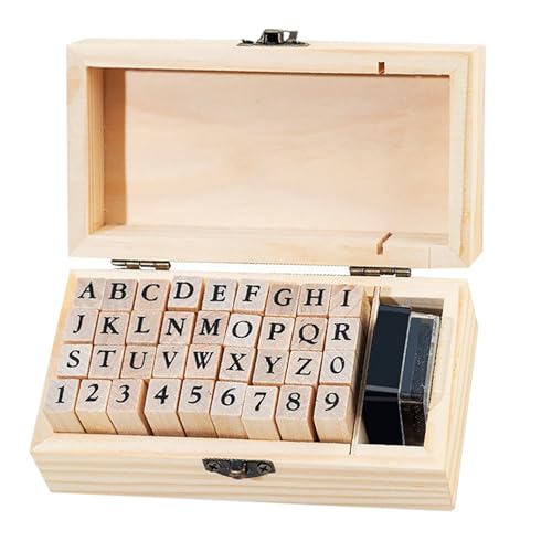 36 Stück Holz-Gummistempel, Zahlen, Buchstaben, Alphabet, Stempel, Mini-niedliches DIY-Stempel-Set für Bastelarbeiten, Dekorationen, Scrapbooking und Hochzeitseinladungskarten (36 Stück A) von YIHUANYIFA