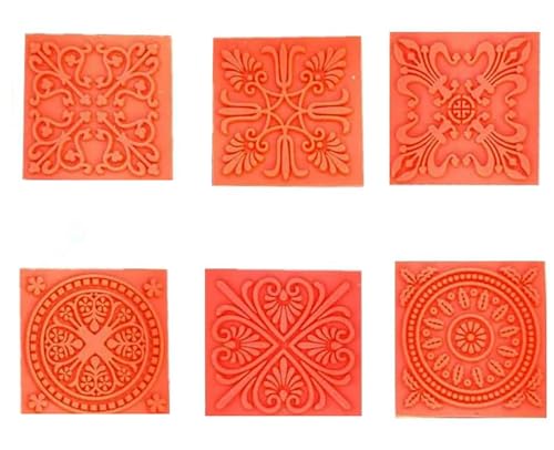 6 Stück Gummistempel aus Holz, Blumenmuster, niedliches Mini-Stempel-Set zum Basteln, Dekorieren, Scrapbooking und Hochzeitseinladungskarten (quadratisch) von YIHUANYIFA
