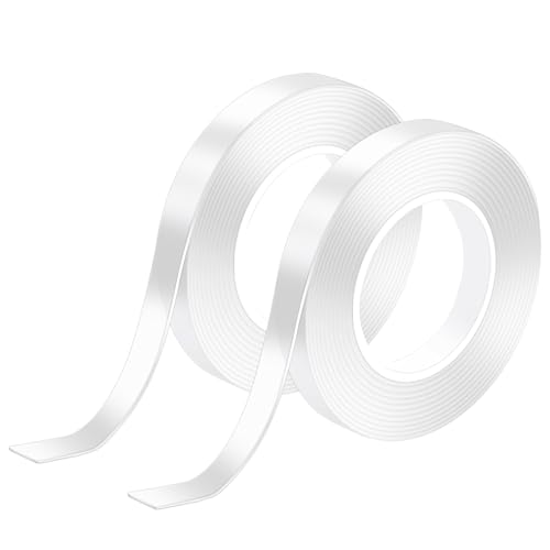 YIIFELL 6m Doppelseitiges Klebeband, 2 Rollen Nano Extra Stark Spurloses Waschbares Transparent AblöSbar für Pastenartikel, Haushalt von YIIFELL