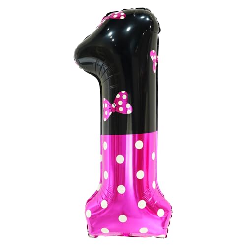 YIIHMEI 101,6 cm große Cartoon-Maus-Luftballons, Nummer 1, riesige Zahl mit Schleifenmuster, für 1. Babyparty, Jahrestag, Geburtstag, Themenparty-Dekoration, Zubehör von YIIHMEI