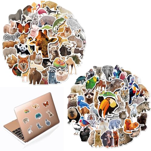 100 Stück Sticker Tiere,Realistisch Aufkleber Tiere, Wasserfeste DIY Niedliche Scrapbook Ästhetische Laptop Stickers,Aufkleber Tierschutz Kinder Lustig,Sticker Für Kinder von YIIWONI