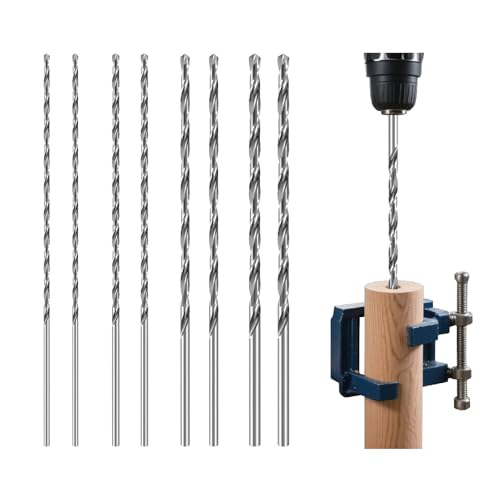 YIJIZE 200mm Lange Bohrer Holz, Durchmesser 3mm 4mm 5mm 6mm, 8 Stück HSS Bohrer Set, für Holz, Kunststoff von YIJIZE