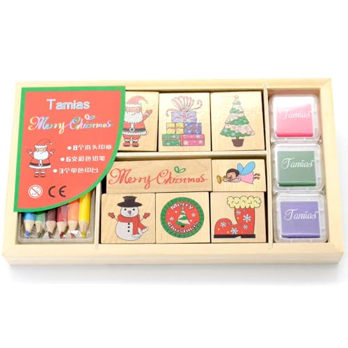 Gummistempel aus Holz, Weihnachten, 8 Stück, für Bastelkarten und Fotoalbum (1) von YIKANGHENG