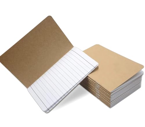YIKANGHENG 12 kleine Notizbücher, 14 x 8,9 cm, brauner Einband, 32 Blatt (64 Seiten), linierte Seiten für Reisen, Notizen und Reisen (liniert) von YIKANGHENG