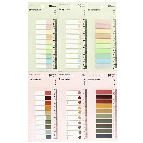 YIKAOMAI® 1200 Stücke Haftnotizen Tabs, 6 Set Morandi Sticky Notes mit Transparente Haftnotizen Page, für Büro Schule Zuhause (6 different Morandi colors) von YIKAOMAI