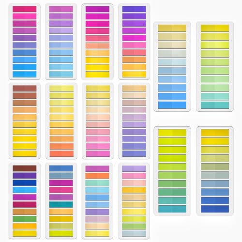 YIKAOMAI® 3200 Stücke Haftnotizen Tabs,16 Set Morandi Sticky Notes mit Transparente Haftnotizen Page, für Büro Schule Zuhause (Gradient Color 16 Books 3200 Sheets Morandi) von YIKAOMAI