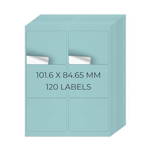 YIKIADA Blau Universal Etiketten 101,6 × 84,67 MM Vinyl Selbstklebend Ablösbar Blanko Aufkleber Bedruckbar Namenaufkleber Büro Adressetiketten für Tintenstrahl- und Laserdruckern 120 Stück YIKIADA Blau Universal Etiketten 101,6 × 84,67 MM Vinyl Selbstklebend Ablösbar Blanko Aufkleber Bedruckbar Namenaufkleber Büro Adressetiketten für Tintenstrahl- und Laserdruckern 120 Stück von YIKIADA