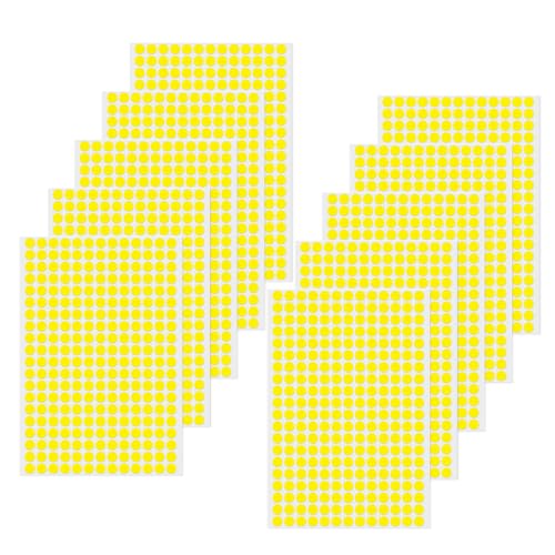 YIKIADA Gelb Klebepunkte Aufkleber 13 mm Vinyl Selbstklebende Abnehmbar Runde Etiketten Wasserdicht Punktaufkleber für Büro 2600 Stück von YIKIADA