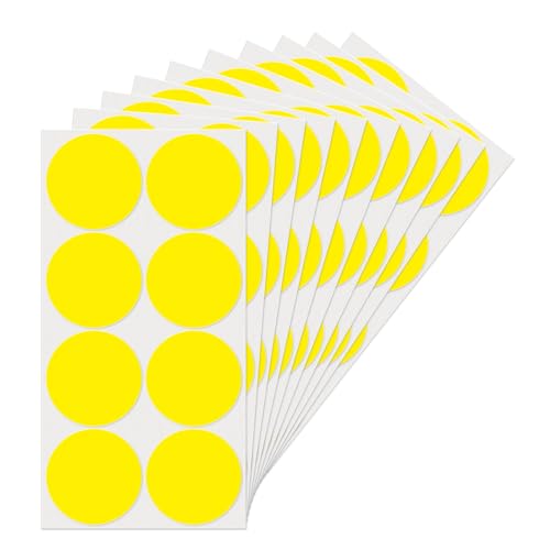Gelb Runde 50 mm Punkte Aufkleber Selbstklebende Markierungspunkte Wasserdicht Klebepunkte Aufkleber Kleine Farbkodierung Etiketten 80 Stück von YIKIADA