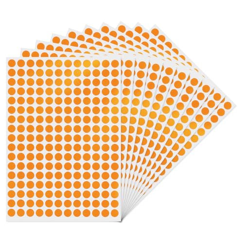 YIKIADA Orange Runde 10 mm Punktaufkleber Selbstklebende Markierungspunkte Wasserdicht Klebepunkte Aufkleber Kleine Farbkodierung Etiketten 2040 Stück von YIKIADA