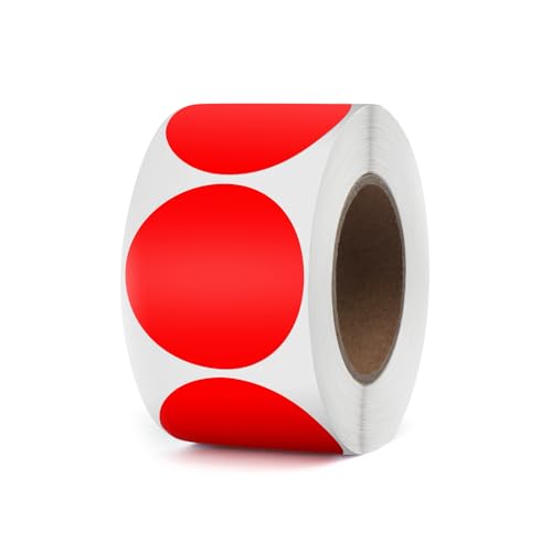 YIKIADA Rot Punkte Thermo-Etikett Vinyl 38 mm Selbstklebend Rolle Adressaufkleber Wasserdicht Drucker Aufkleber für Logo Barcode QR Code Inventar 500 Stück von YIKIADA