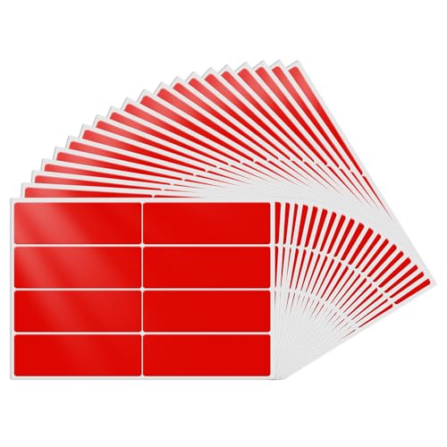 YIKIADA Rot Etiketten 75 x 25 mm Rechteckig Selbstklebend Klebeetiketten Wasserdicht Aufkleber für Marmelade Beschriften Adressetiketten 160 Stück von YIKIADA
