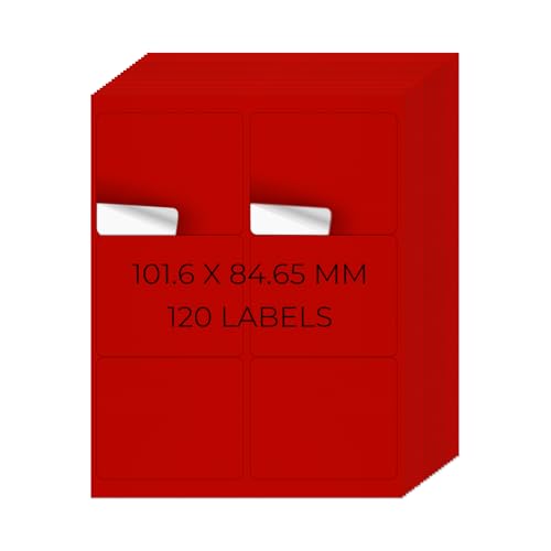 YIKIADA Rot Universal Etiketten 101,6 × 84,67 MM Vinyl Selbstklebend Ablösbar Blanko Aufkleber Bedruckbar Namenaufkleber Büro Adressetiketten für Tintenstrahl- und Laserdruckern 120 Stück YIKIADA Rot Universal Etiketten 101,6 × 84,67 MM Vinyl Selbstklebend Ablösbar Blanko Aufkleber Bedruckbar Namenaufkleber Büro Adressetiketten für Tintenstrahl- und Laserdruckern 120 Stück von YIKIADA
