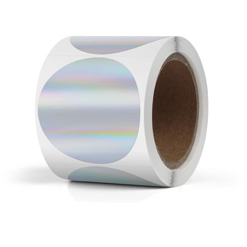 YIKIADA Silbrig Punkte Thermo Etiketten Vinyl 50 mm Selbstklebend Rolle Adressaufkleber Wasserdicht Drucker Glitter Aufkleber für Logo Barcode QR Code Kinder Office Home 200 Stück von YIKIADA