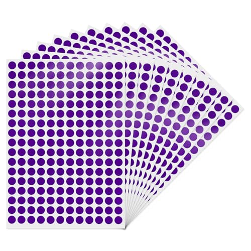 YIKIADA Violett Runde 10 mm Punktaufkleber Selbstklebende Markierungspunkte Wasserdicht Klebepunkte Aufkleber Kleine Farbkodierung Etiketten 2040 Stück von YIKIADA