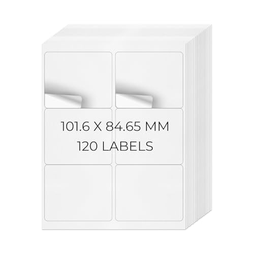 YIKIADA Weiß Universal Etiketten 101,6 × 84,67 MM Vinyl Selbstklebend Ablösbar Blanko Aufkleber Bedruckbar Namenaufkleber Büro Adressetiketten für Tintenstrahl- und Laserdruckern 120 Stück YIKIADA Weiß Universal Etiketten 101,6 × 84,67 MM Vinyl Selbstklebend Ablösbar Blanko Aufkleber Bedruckbar Namenaufkleber Büro Adressetiketten für Tintenstrahl- und Laserdruckern 120 Stück von YIKIADA