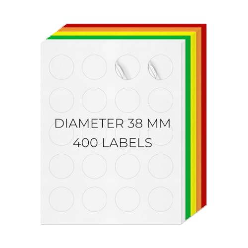 YIKIADA 5 Farben Universal Etiketten 38 MM Vinyl Selbstklebend Ablösbar Rund Aufkleber Bedruckbar Klebeetiketten Blanko Adressetiketten für Tintenstrahl- und Laserdruckern 400 Stück YIKIADA 5 Farben Universal Etiketten 38 MM Vinyl Selbstklebend Ablösbar Rund Aufkleber Bedruckbar Klebeetiketten Blanko Adressetiketten für Tintenstrahl- und Laserdruckern 400 Stück von YIKIADA