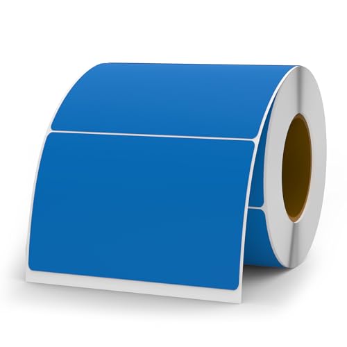 YIKIADA Blau 50 × 76 mm Selbstklebend Vinyl Farbige Aufkleber Wasserdichte Name Klebeetiketten Rolle für Umzug Büro Lager Haus 500 Stück von YIKIADA