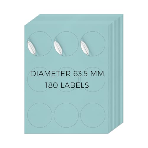 YIKIADA Blau Universal Etiketten 63,5 MM Vinyl Selbstklebend Ablösbar Rund Aufkleber Bedruckbar Klebeetiketten Blanko Adressetiketten für Tintenstrahl- und Laserdruckern 180 Stück YIKIADA Blau Universal Etiketten 63,5 MM Vinyl Selbstklebend Ablösbar Rund Aufkleber Bedruckbar Klebeetiketten Blanko Adressetiketten für Tintenstrahl- und Laserdruckern 180 Stück von YIKIADA