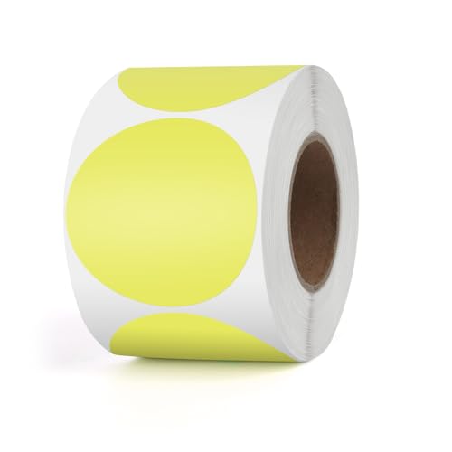 YIKIADA Gelb Punkte Thermo-Etikett Vinyl 50 mm Selbstklebend Rolle Adressaufkleber Wasserdicht Drucker Aufkleber für Logo Barcode QR Code Inventar 500 Stück von YIKIADA