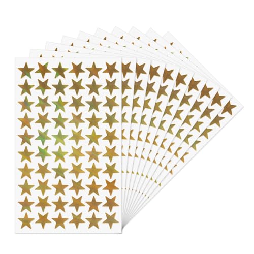 YIKIADA Gold Stern Aufkleber Vinyl Selbstklebende Glitzer Bunt Etiketten Kinder Laser Sternaufkleber für Belohnung Scrapbooking Handwerk 600 Stück von YIKIADA
